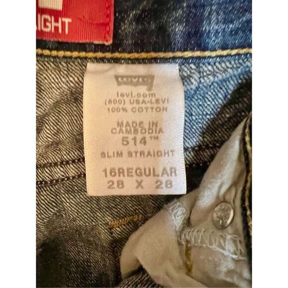 Levi’s 514 Slim Straight Jeans Boys Size 16 Regular 28 x28 REDTAB Jeans Levi’s - Picture 4 of 6